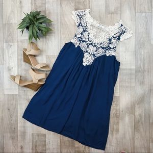 Jodiel blue smocked crochet dress size S